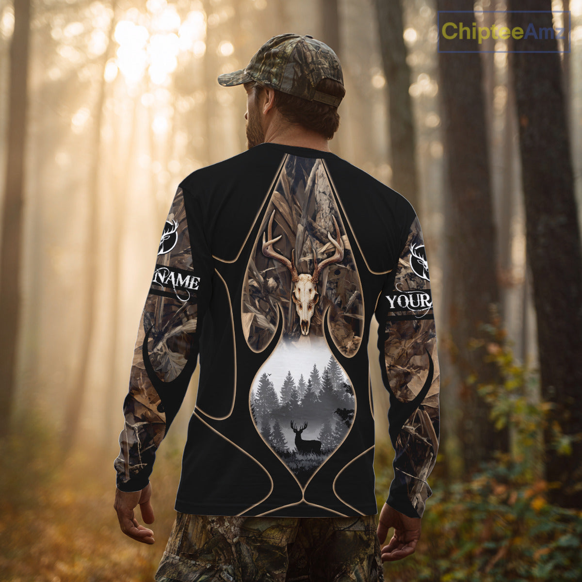 Deer Hunting Shirt 3D All Over Print Skull Deer Personalized Name, Hoodie Hunting For Men NHT363