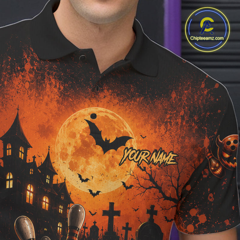 Halloween Bowling Shirt Personalized Pumpkin Bowling Shirt For Men Custom Team Name NHT1380