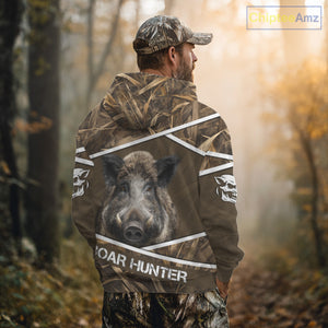 Personalized Wild Boar Hunting Camo Full Printing Shirts, Boar Hunting Gifts, Hunting Season NHT128