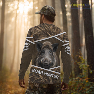 Personalized Wild Boar Hunting Camo Full Printing Shirts, Boar Hunting Gifts, Hunting Season NHT128