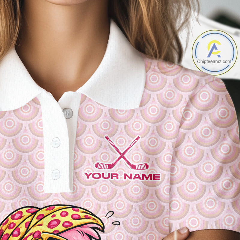 White Pink Womens Golf Shirt Flamingo Golf Funny Custom Team Name Cool Gift For Golfer NHT546
