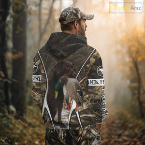 Duck Hunting Chocolate Lab 3D All Over Printed Camouflage Shirts, Duck Hunting Clothes NHT146