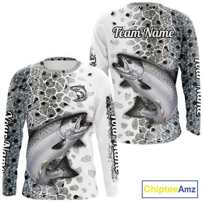 Chinook Salmon (King Salmon) Fishing Camo Performance Fishing Shirts Long Sleeve For Fisher NHT570