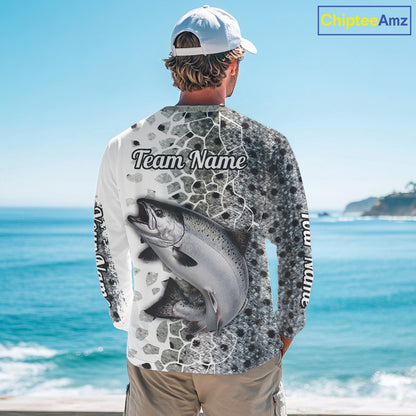 Chinook Salmon (King Salmon) Fishing Camo Performance Fishing Shirts Long Sleeve For Fisher NHT570