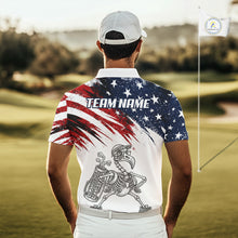Load image into Gallery viewer, Patriotic Golf Polo Shirt – USA Flag Skull Flamingo Golfer Funny Golf Outfit For Men NHT780