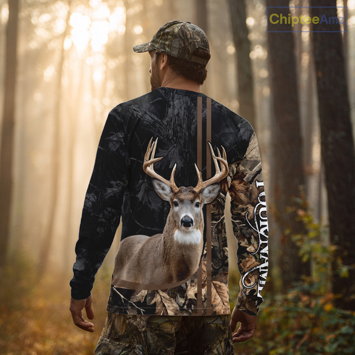 Personalized Deer Hunting Black Brown Camo Shirts,  Whitetail Deer Hunting Gift NHT311