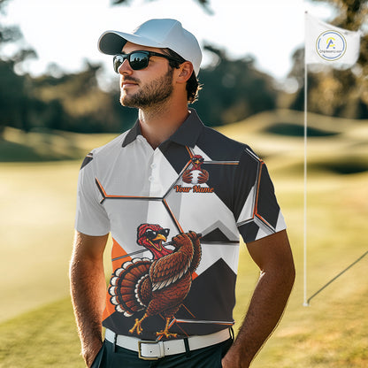 Personalized Thanksgiving Men Golf Shirt, Funny Team Golf Apparel, Custom Turkey Golf Polo Shirt NHT1410