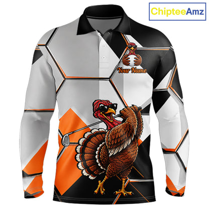 Personalized Thanksgiving Men Golf Shirt, Funny Team Golf Apparel, Custom Turkey Golf Polo Shirt NHT1410