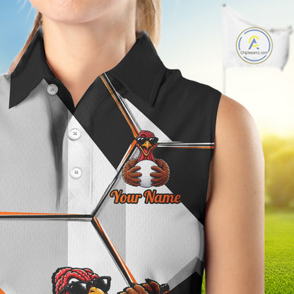 Personalized Thanksgiving Women Sleeveless Golf Shirt, Funny Team Golf Apparel, Custom Turkey Golf Polo Shirt NHT1410