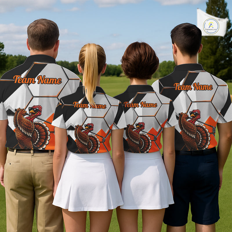 Personalized Thanksgiving Men Golf Shirt, Funny Team Golf Apparel, Custom Turkey Golf Polo Shirt NHT1410