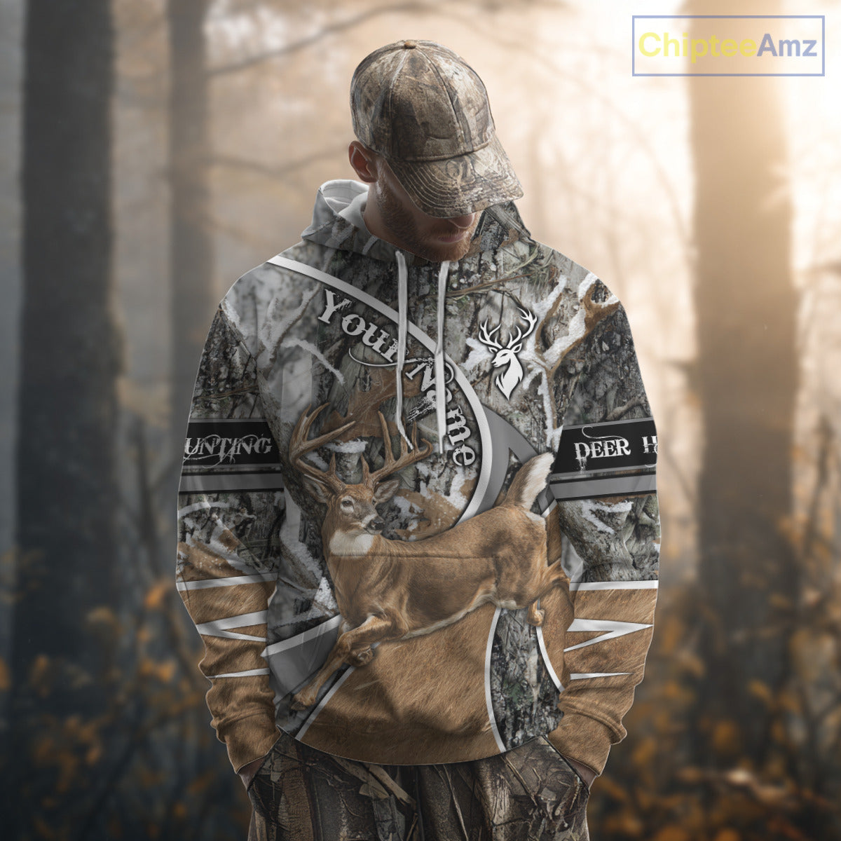 Whitetail Deer Hunting Big Game Shirt 3D All Over Print, Snow Winter Camo, Gift For Hunters NHT173