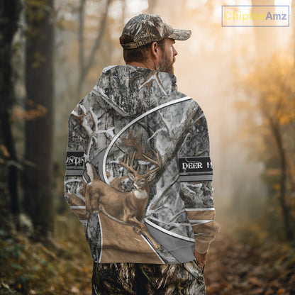Whitetail Deer Hunting Big Game Shirt 3D All Over Print, Snow Winter Camo, Gift For Hunters NHT173