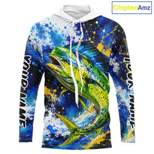 Load image into Gallery viewer, Custom Mahi Mahi Fishing Jersey – Saltwater Fishing Shirt Long Sleeve Hooded For Men