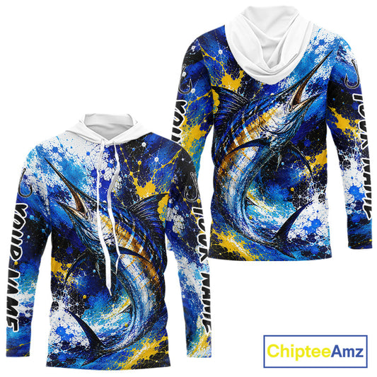 Custom Marlin Fishing Jersey – Saltwater Fishing Shirt Long Sleeve Hooded For Men