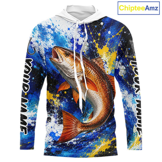 Custom Redfish Fishing Jersey – Saltwater Fishing Shirt Long Sleeve Hooded For Men