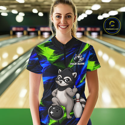 Funny Raccoon Bowling Shirt Bowling League Shirt Custom Team Name For Women NHT1453