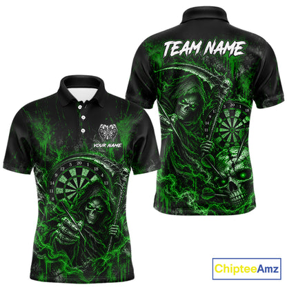 Grim Reaper Darts Polo Shirt For Men Custom Quarter Zip Green Blood Dart Board Tournament Jersey NHT1804