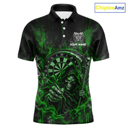 Grim Reaper Darts Polo Shirt For Men Custom Quarter Zip Green Blood Dart Board Tournament Jersey NHT1804