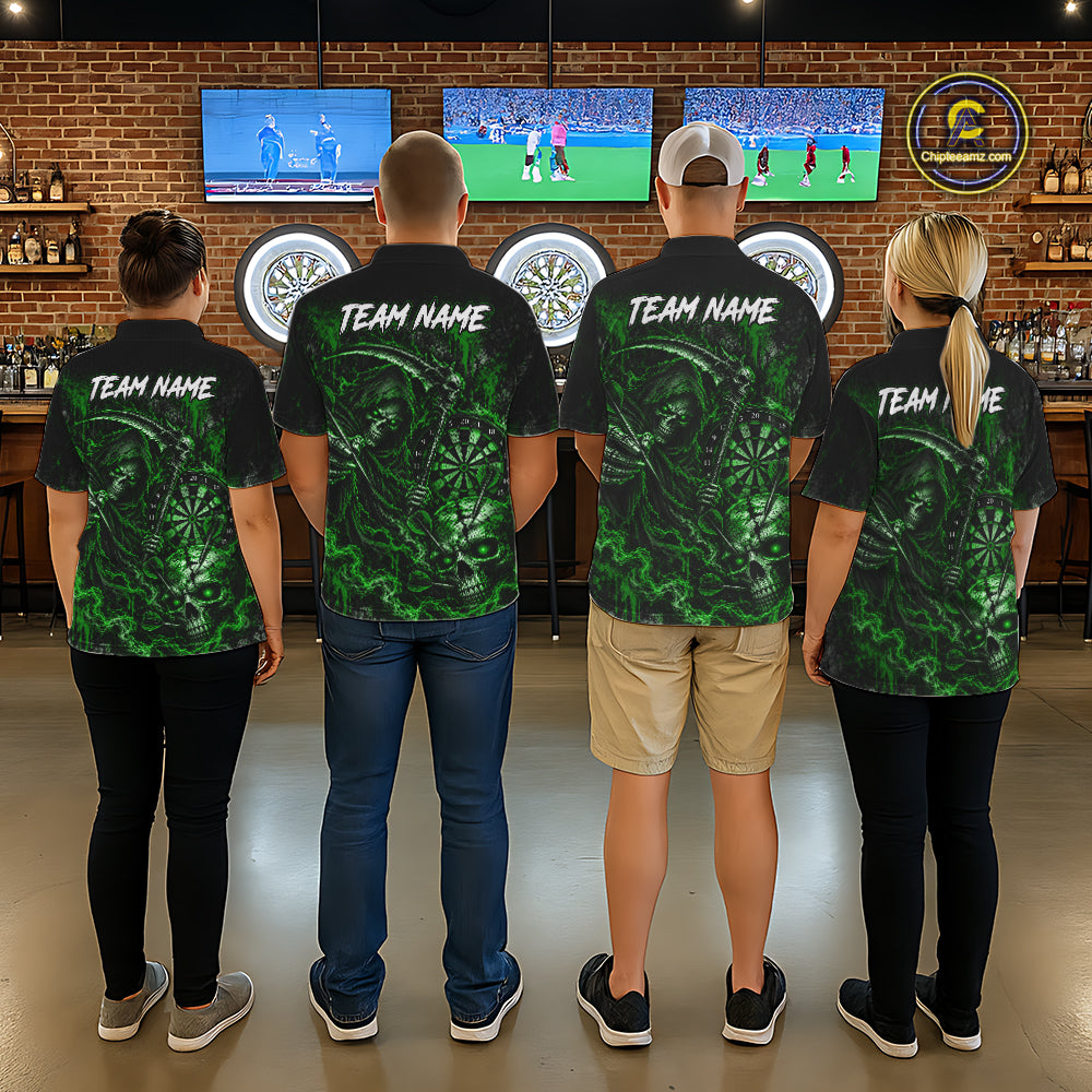 Grim Reaper Darts Polo Shirt For Men Custom Quarter Zip Green Blood Dart Board Tournament Jersey NHT1804