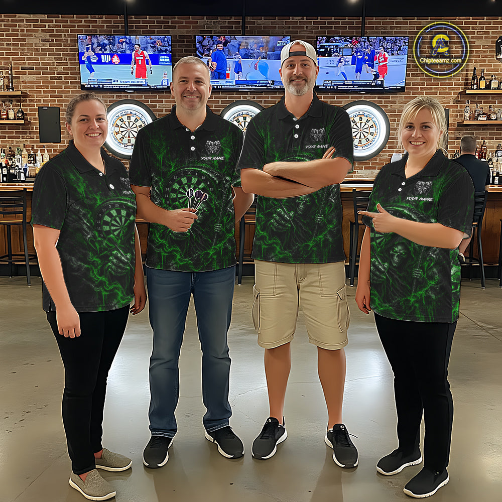 Grim Reaper Darts Polo Shirt For Women Custom Quarter Zip Green Blood Dart Board Tournament Jersey NHT1804