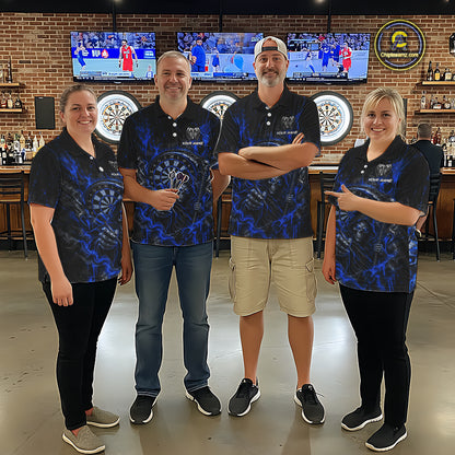 Grim Reaper Darts Polo Shirt For Women Custom Quarter Zip Blue Blood Dart Board Tournament Jersey NHT1805