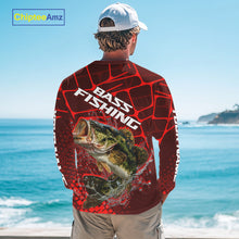 Load image into Gallery viewer, Largemouth Bass Fishing, Fishing Shirt Scale Custom Name Long Sleeves, Fishing Gift |Red NHT391
