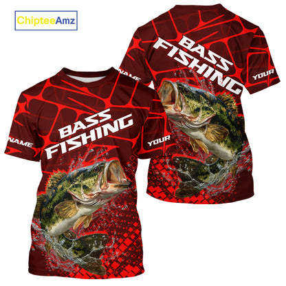 Largemouth Bass Fishing, Fishing T-Shirts Scale, Fishing Gift |Red NHT391