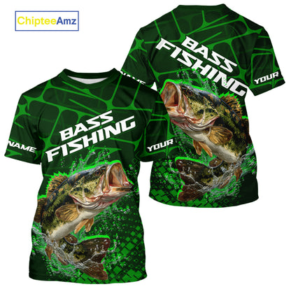 Largemouth Bass Fishing, Fishing T-Shirts Scale, Fishing Gift | Green NHT392