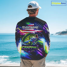Load image into Gallery viewer, Personalized Crappie Fishing Jerseys, Custom American Flag Fishing Shirts Long Sleeve For Men NHT638