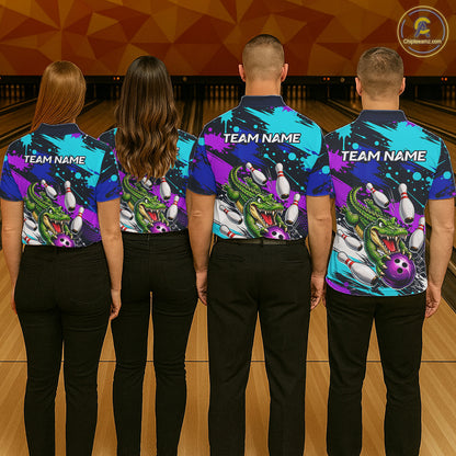Custom Angry Alligator Bowling Jersey For Women, Bowling Uniform Bowling Team Shirts NHT1172
