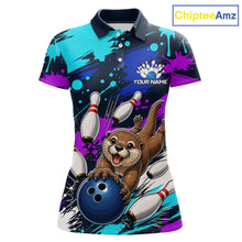 Load image into Gallery viewer, Custom Cute Otter Bowling Jersey For Women, Bowling Uniform Bowling Team Shirts 