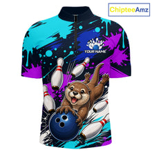 Load image into Gallery viewer, Colorful cycling jersey with an otter bowling design and 'ChipteeAmz' branding