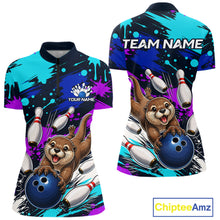 Load image into Gallery viewer, Bowling-themed shirt with otter graphics and 'Team Name' text, featuring Chiptee Amz branding.
