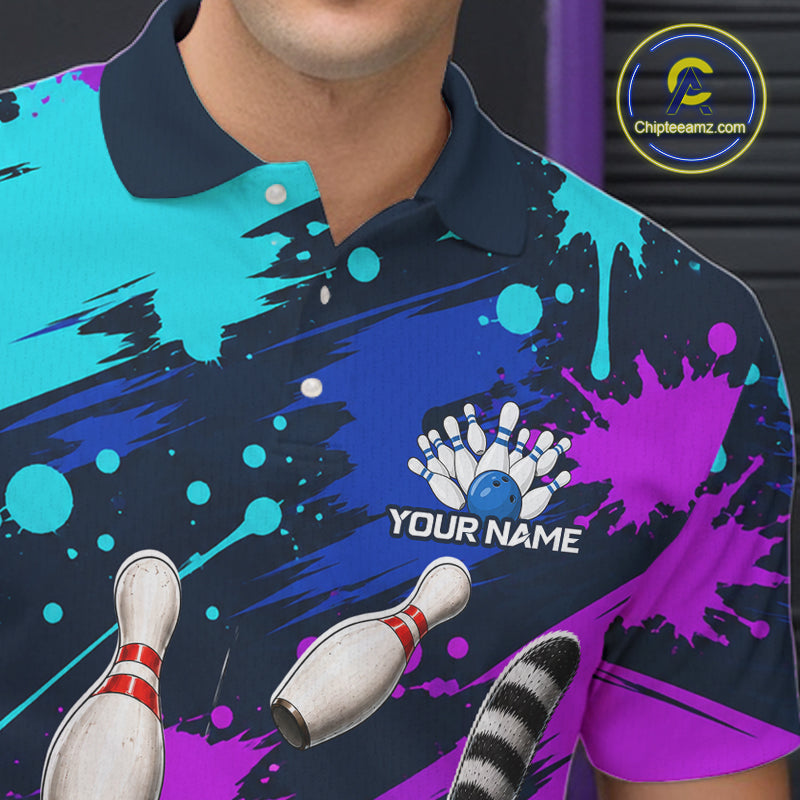 Custom Angry Gray Tabby Cat Bowling Jersey For Men, Bowling Uniform Bowling Team Shirts NHT1456