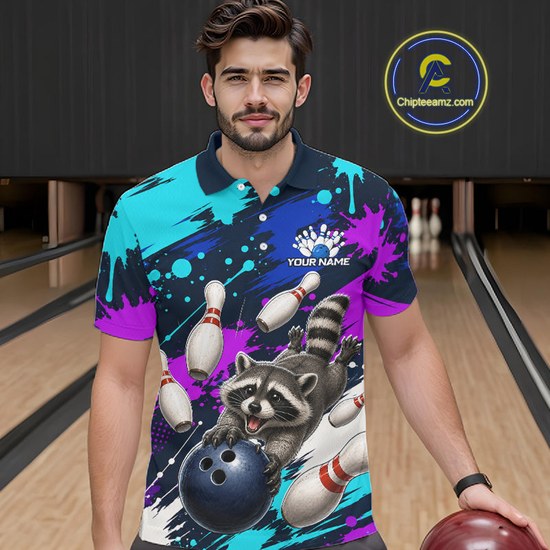 Custom Angry Raccoon Bowling Jersey For Men, Bowling Uniform Bowling Team Shirts NHT1457