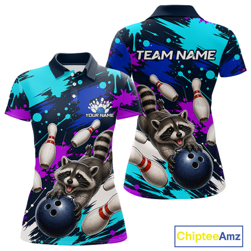 Custom Angry Raccoon Bowling Jersey For Women, Bowling Uniform Bowling Team Shirts NHT1457
