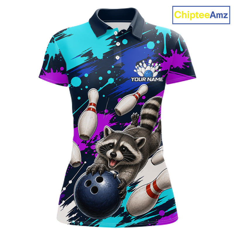 Custom Angry Raccoon Bowling Jersey For Women, Bowling Uniform Bowling Team Shirts NHT1457