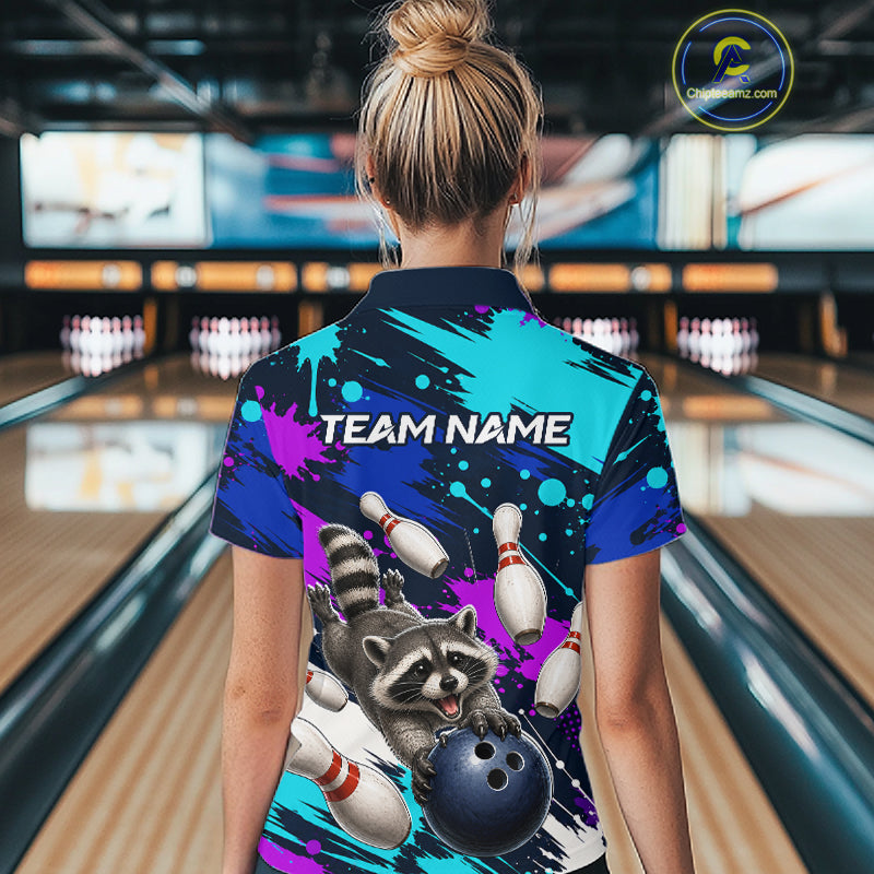 Custom Angry Raccoon Bowling Jersey For Women, Bowling Uniform Bowling Team Shirts NHT1457