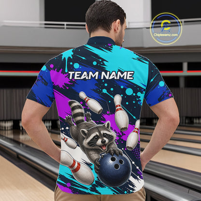 Custom Angry Raccoon Bowling Jersey For Men, Bowling Uniform Bowling Team Shirts NHT1457
