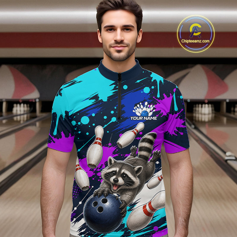 Custom Angry Raccoon Bowling Jersey For Men, Bowling Uniform Bowling Team Shirts NHT1457