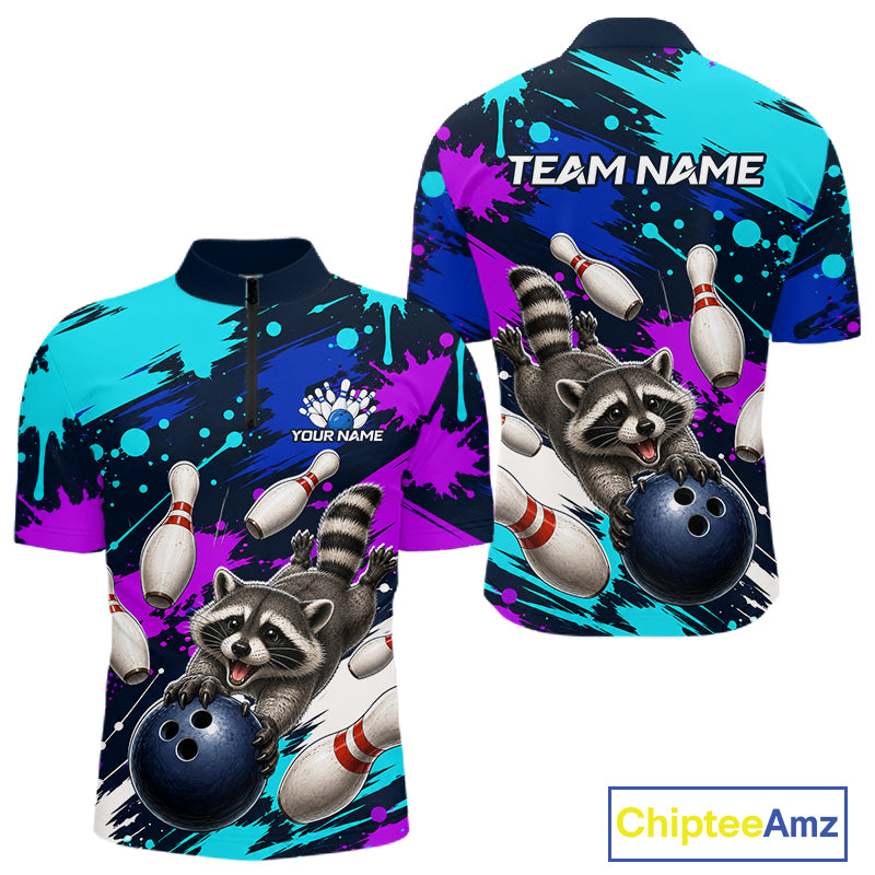 Custom Angry Raccoon Bowling Jersey For Men, Bowling Uniform Bowling Team Shirts NHT1457
