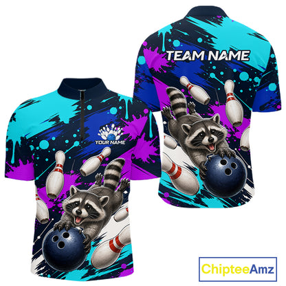 Custom Angry Raccoon Bowling Jersey For Men, Bowling Uniform Bowling Team Shirts NHT1457