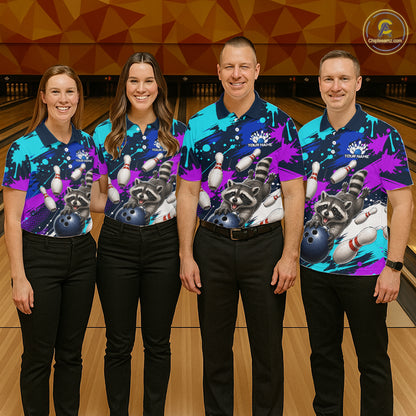 Custom Angry Raccoon Bowling Jersey For Women, Bowling Uniform Bowling Team Shirts NHT1457