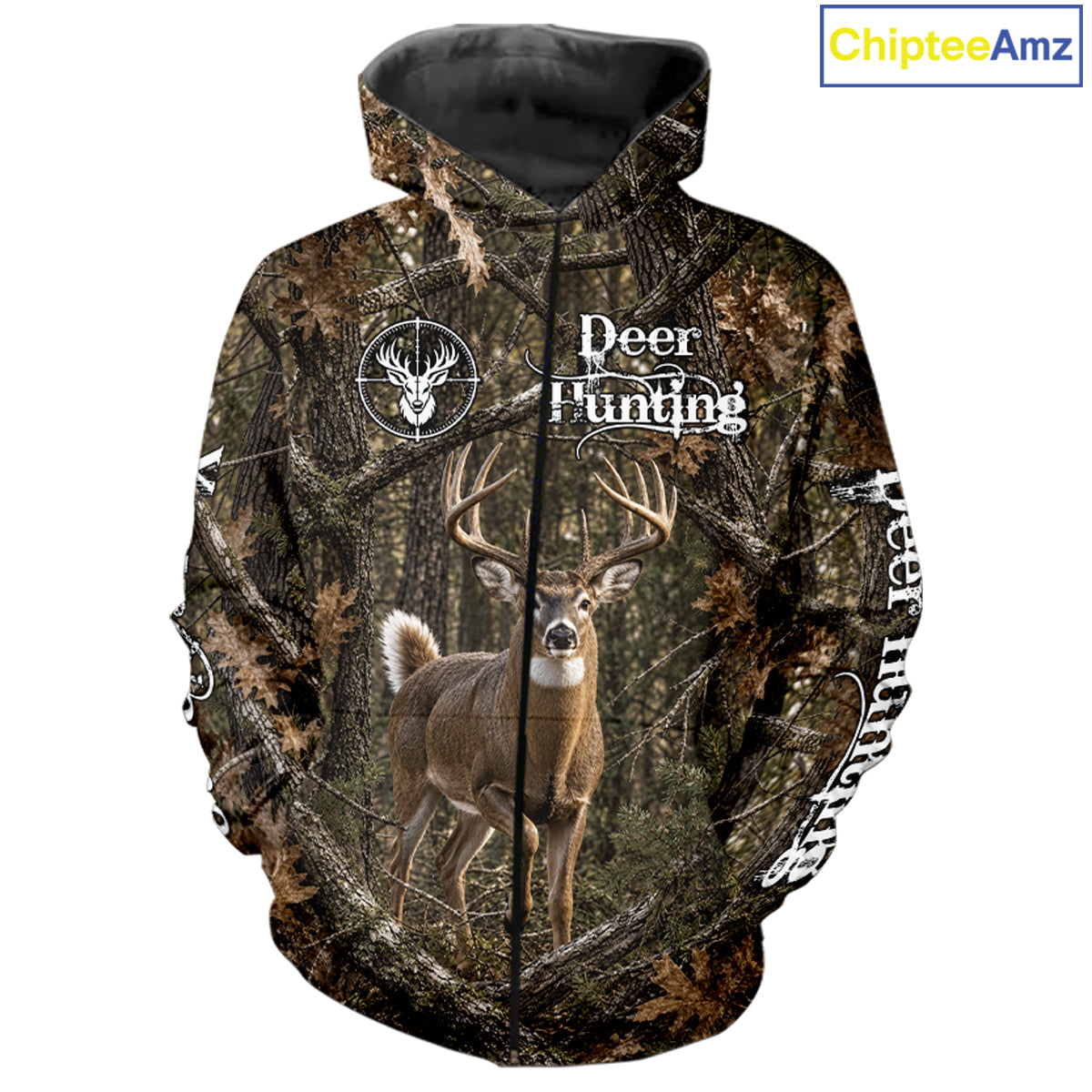 Personalized Whitetail Deer Hunting Shirt With Custom Name, Timber Camo Forest Hunter Jersey NHT1631