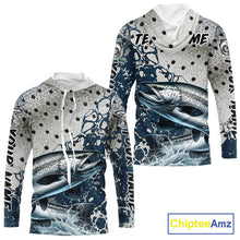 Load image into Gallery viewer, Personalized Chinook Salmon Saltwater Fishing Shirts Long Sleeve Hooded For Men, Salmon Fishing Jerseys NHT854