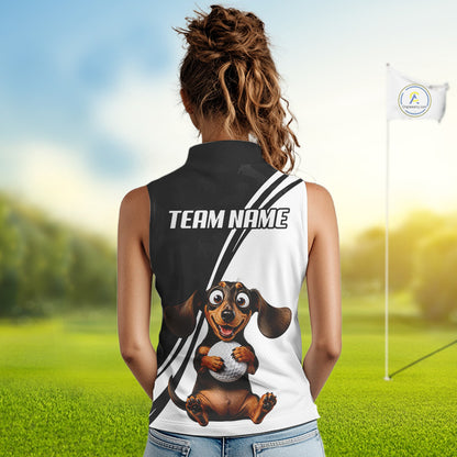 Personalized Dachshund Women Sleeveless Golf Polo Shirt , Funny Dog Golf Shirt, Gift For Golfer NHT1307