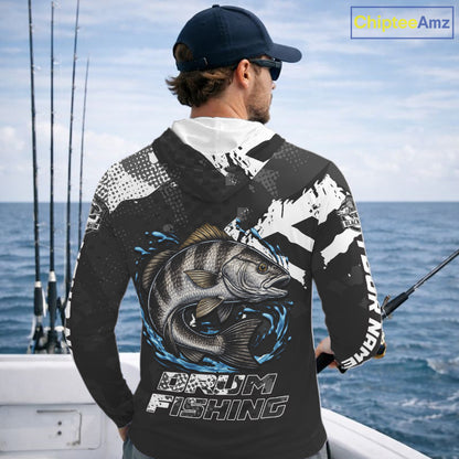 Beautiful Black Drum Fishing Shirts Long Sleeve For Men, Fishing Shirt Tournament NHT447