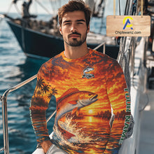 Load image into Gallery viewer, Personalized Redfish Fish Fishing Shirt Long Sleeve – Sunset Ocean Design NHT712