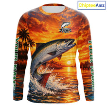 Load image into Gallery viewer, Personalized Chinook Salmon Fish Fishing Shirt Long Sleeve – Sunset Ocean Design NHT713