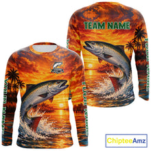 Load image into Gallery viewer, Personalized Chinook Salmon Fish Fishing Shirt Long Sleeve – Sunset Ocean Design NHT713